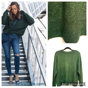 H&M Green Sparkle Holiday Sweater, size S